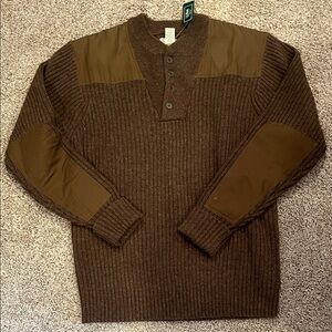 L.L. Bean Men's Dark Brown Sweater with Patches
